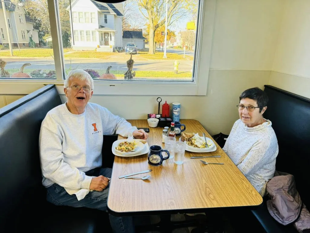 elderly couple at judys cafe