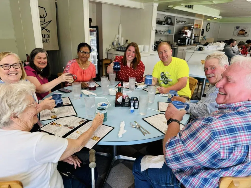 group of older friends at judys cafe