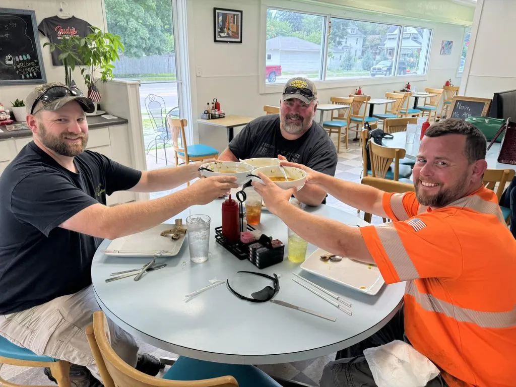 three men at judys cafe